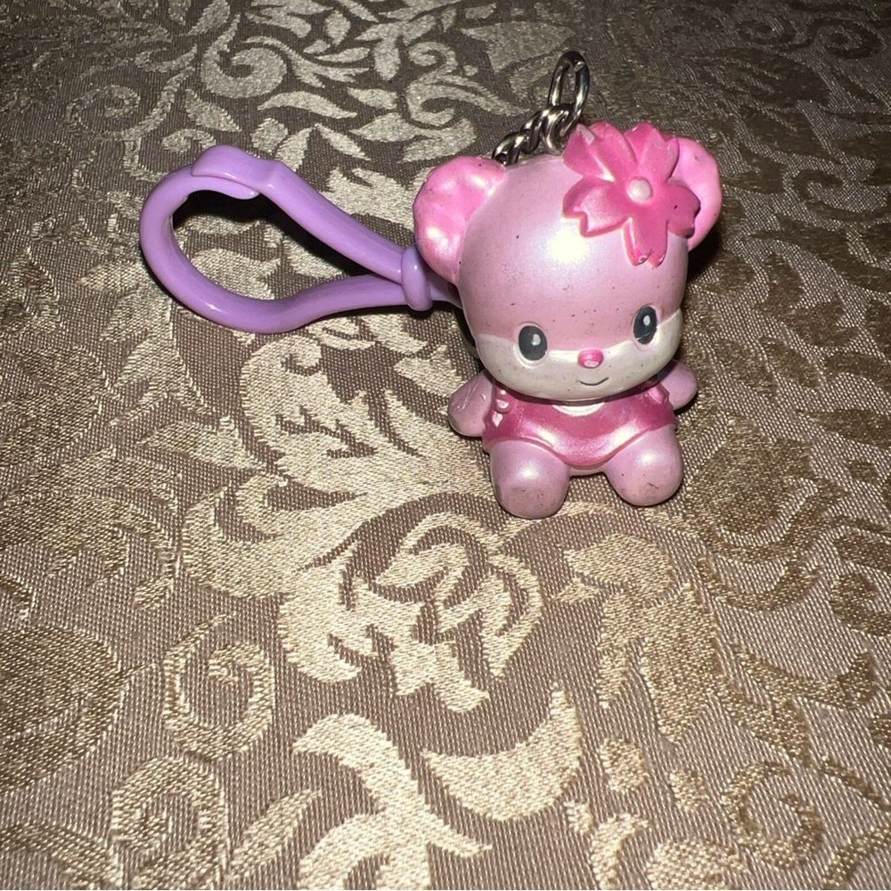 2002 Sanrio Pink Lili Keyring Purse Or Bag Charm Teddy Bear Cherry Blossman